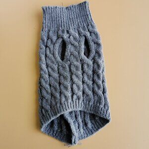 Gray Cable Knit Pet Sweater Size L Cozy Dog Cat Pullover Warm Fashion Style